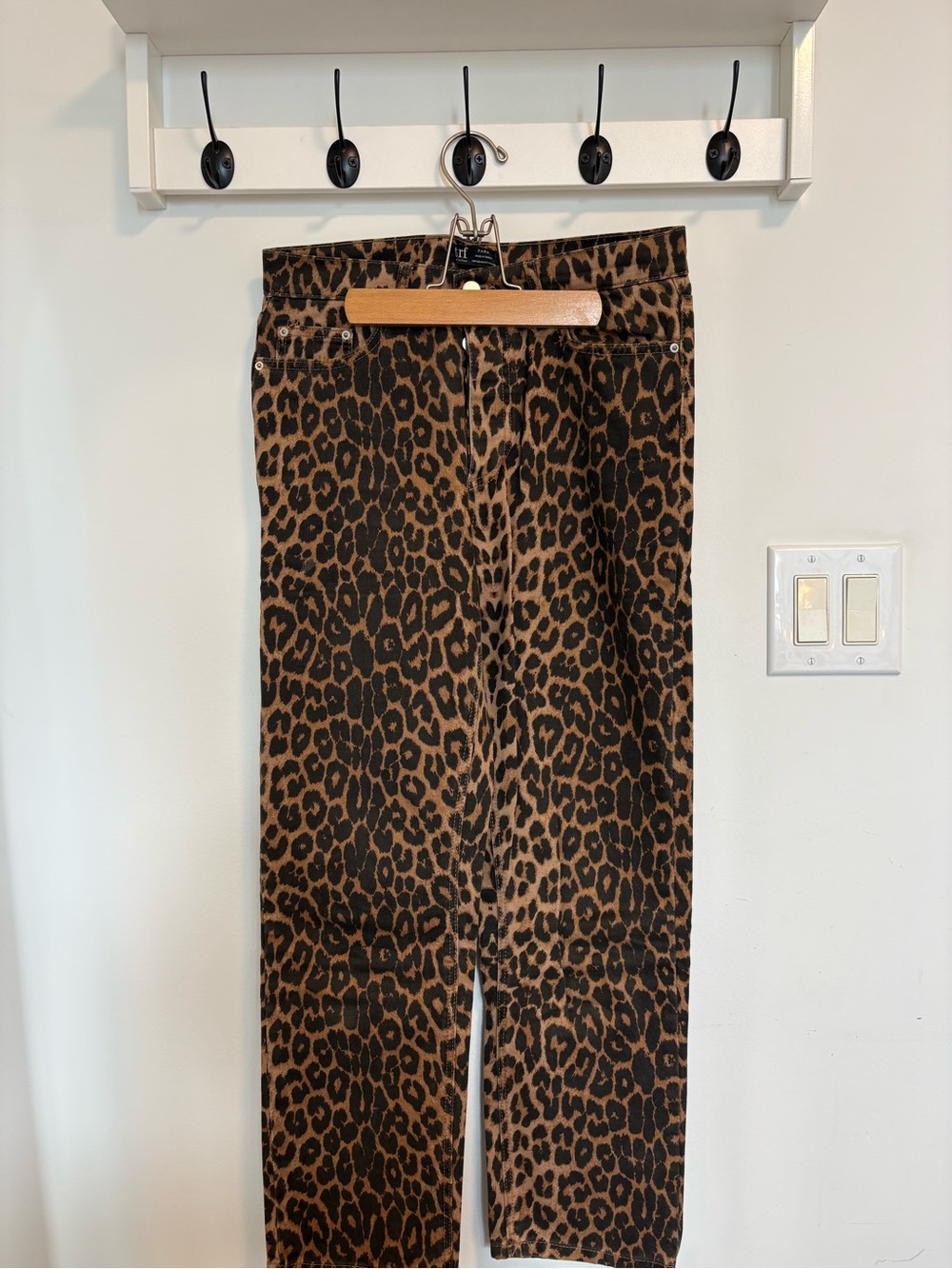 Zara Women's Cheetah/Leopard-Print Straight Leg Jeans